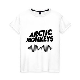 Женская футболка хлопок с принтом Arctic monkeys wave в Белгороде, 100% хлопок | прямой крой, круглый вырез горловины, длина до линии бедер, слегка спущенное плечо | arctic monkeys