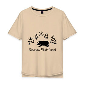 Мужская футболка хлопок Oversize с принтом Siberian Fast food в Белгороде, 100% хлопок | свободный крой, круглый ворот, “спинка” длиннее передней части | siberia fastfood | елки | фастфуд