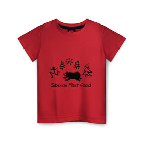 Детская футболка хлопок с принтом Siberian Fast food в Белгороде, 100% хлопок | круглый вырез горловины, полуприлегающий силуэт, длина до линии бедер | siberia fastfood | елки | фастфуд