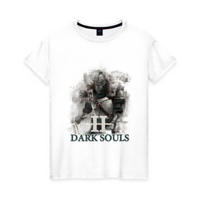 Женская футболка хлопок с принтом Dark Souls в Белгороде, 100% хлопок | прямой крой, круглый вырез горловины, длина до линии бедер, слегка спущенное плечо | dark souls | praise the sun | you died | дарк соулс