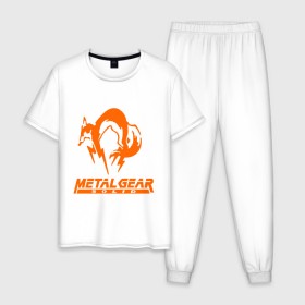 Мужская пижама хлопок с принтом Metal Gear Solid Fox в Белгороде, 100% хлопок | брюки и футболка прямого кроя, без карманов, на брюках мягкая резинка на поясе и по низу штанин
 | лиса