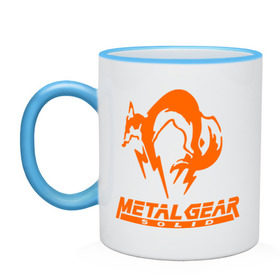Кружка двухцветная с принтом Metal Gear Solid Fox в Белгороде, керамика | объем — 330 мл, диаметр — 80 мм. Цветная ручка и кайма сверху, в некоторых цветах — вся внутренняя часть | лиса