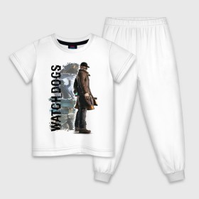 Детская пижама хлопок с принтом Watch Dogs (Aiden Pierce) в Белгороде, 100% хлопок |  брюки и футболка прямого кроя, без карманов, на брюках мягкая резинка на поясе и по низу штанин
 | aiden | dog | pierce | watch | пирс | эйден