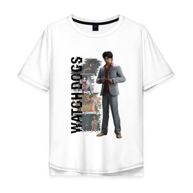 Мужская футболка хлопок Oversize с принтом Watch Dogs (Jordi Chin) в Белгороде, 100% хлопок | свободный крой, круглый ворот, “спинка” длиннее передней части | chin | dogs | jordi | watch | джорди | чин