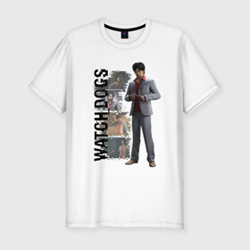Мужская футболка премиум с принтом Watch Dogs (Jordi Chin) в Белгороде, 92% хлопок, 8% лайкра | приталенный силуэт, круглый вырез ворота, длина до линии бедра, короткий рукав | chin | dogs | jordi | watch | джорди | чин