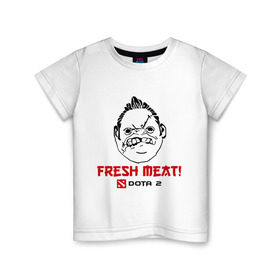 Детская футболка хлопок с принтом Пудж Свежее мясо в Белгороде, 100% хлопок | круглый вырез горловины, полуприлегающий силуэт, длина до линии бедер | dota | fresh | meat | pudge | дота | мясо | пудж | свежее