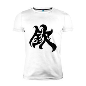 Мужская футболка премиум с принтом Японский иероглиф - Respect в Белгороде, 92% хлопок, 8% лайкра | приталенный силуэт, круглый вырез ворота, длина до линии бедра, короткий рукав | respect | иероглиф | китай | уважение | япония