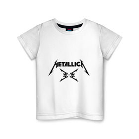 Детская футболка хлопок с принтом Metallica в Белгороде, 100% хлопок | круглый вырез горловины, полуприлегающий силуэт, длина до линии бедер | металлика