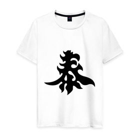 Мужская футболка хлопок с принтом Японский иероглиф - Богатство в Белгороде, 100% хлопок | прямой крой, круглый вырез горловины, длина до линии бедер, слегка спущенное плечо. | богатство | иероглиф | калллиграфия | китай | япония
