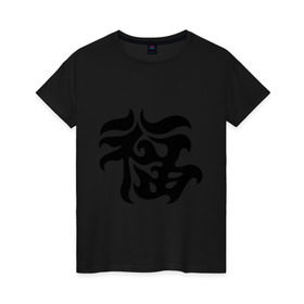 Женская футболка хлопок с принтом Японский иероглиф - Удача в Белгороде, 100% хлопок | прямой крой, круглый вырез горловины, длина до линии бедер, слегка спущенное плечо | иероглиф | каллиграфия | китай | удача | япония