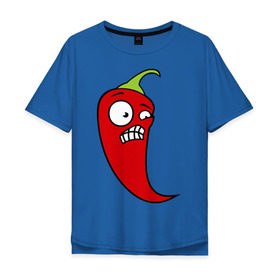 Мужская футболка хлопок Oversize с принтом Перец в Белгороде, 100% хлопок | свободный крой, круглый ворот, “спинка” длиннее передней части | красный | оскал | острый | перец | чили