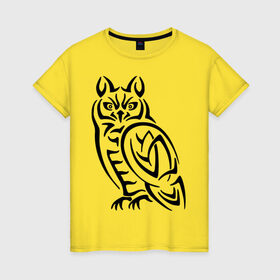 Женская футболка хлопок с принтом Сова кельтский орнамент в Белгороде, 100% хлопок | прямой крой, круглый вырез горловины, длина до линии бедер, слегка спущенное плечо | сова