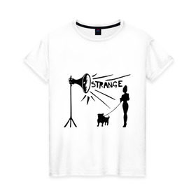 Женская футболка хлопок с принтом Depeche mode strange в Белгороде, 100% хлопок | прямой крой, круглый вырез горловины, длина до линии бедер, слегка спущенное плечо | depeche mode | депеш мод | дипи шмот | меломанам | музыка