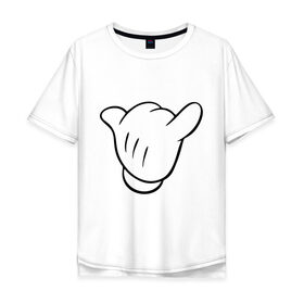 Мужская футболка хлопок Oversize с принтом Перчатка Swag в Белгороде, 100% хлопок | свободный крой, круглый ворот, “спинка” длиннее передней части | 