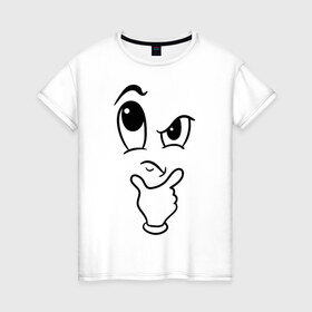Женская футболка хлопок с принтом Задумчивый взгляд в Белгороде, 100% хлопок | прямой крой, круглый вырез горловины, длина до линии бедер, слегка спущенное плечо | взгляд | лицо | недоумевающий | рожица | смайл