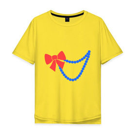 Мужская футболка хлопок Oversize с принтом Бусы в Белгороде, 100% хлопок | свободный крой, круглый ворот, “спинка” длиннее передней части | бант | бижутерия | бусы | ожерелье | украшение