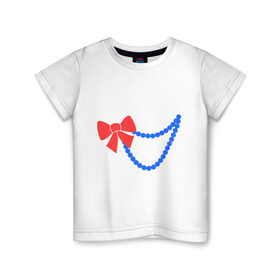 Детская футболка хлопок с принтом Бусы в Белгороде, 100% хлопок | круглый вырез горловины, полуприлегающий силуэт, длина до линии бедер | бант | бижутерия | бусы | ожерелье | украшение