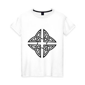 Женская футболка хлопок с принтом Кельтский орнамент в Белгороде, 100% хлопок | прямой крой, круглый вырез горловины, длина до линии бедер, слегка спущенное плечо | 
