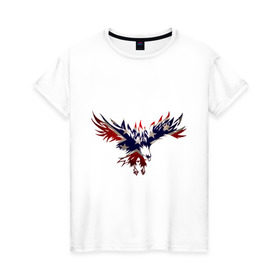 Женская футболка хлопок с принтом Орел в Белгороде, 100% хлопок | прямой крой, круглый вырез горловины, длина до линии бедер, слегка спущенное плечо | америка | звезды | конфедеративные штаты америки | конфедерация | орел | патриоты | символика | сша | туристам | флаг