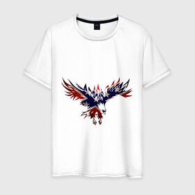Мужская футболка хлопок с принтом Орел в Белгороде, 100% хлопок | прямой крой, круглый вырез горловины, длина до линии бедер, слегка спущенное плечо. | америка | звезды | конфедеративные штаты америки | конфедерация | орел | патриоты | символика | сша | туристам | флаг
