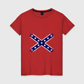 Женская футболка хлопок с принтом Флаг в Белгороде, 100% хлопок | прямой крой, круглый вырез горловины, длина до линии бедер, слегка спущенное плечо | америка | звезды | конфедеративные штаты америки | конфедерация | патриоты | символика | сша | туристам | флаг