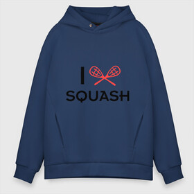 Мужское худи Oversize хлопок с принтом I LOVE SQUASH в Белгороде, френч-терри — 70% хлопок, 30% полиэстер. Мягкий теплый начес внутри —100% хлопок | боковые карманы, эластичные манжеты и нижняя кромка, капюшон на магнитной кнопке | squash | ракетка | сквош