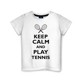 Детская футболка хлопок с принтом Play tennis в Белгороде, 100% хлопок | круглый вырез горловины, полуприлегающий силуэт, длина до линии бедер | ракетка | тенис | теннис | теннисист