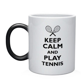 Кружка хамелеон с принтом Play tennis в Белгороде, керамика | меняет цвет при нагревании, емкость 330 мл | ракетка | тенис | теннис | теннисист