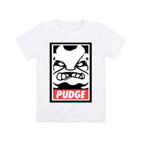 Детская футболка хлопок с принтом Pudge Dota2 в Белгороде, 100% хлопок | круглый вырез горловины, полуприлегающий силуэт, длина до линии бедер | Тематика изображения на принте: dota | obey | pudge | дота | пудж