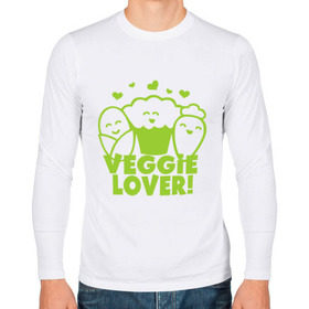 Мужской лонгслив хлопок с принтом Veggie lover (овощелюб) в Белгороде, 100% хлопок |  | Тематика изображения на принте: fruits | health | lover | vegan | vegetables | vegetarian | veggie | веган | вегетарианец | диета | здоровье | овощ | фрукт