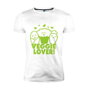 Мужская футболка премиум с принтом Veggie lover (овощелюб) в Белгороде, 92% хлопок, 8% лайкра | приталенный силуэт, круглый вырез ворота, длина до линии бедра, короткий рукав | fruits | health | lover | vegan | vegetables | vegetarian | veggie | веган | вегетарианец | диета | здоровье | овощ | фрукт