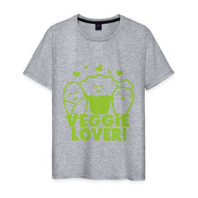 Мужская футболка хлопок с принтом Veggie lover (овощелюб) в Белгороде, 100% хлопок | прямой крой, круглый вырез горловины, длина до линии бедер, слегка спущенное плечо. | fruits | health | lover | vegan | vegetables | vegetarian | veggie | веган | вегетарианец | диета | здоровье | овощ | фрукт