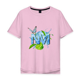 Мужская футболка хлопок Oversize с принтом NM в Белгороде, 100% хлопок | свободный крой, круглый ворот, “спинка” длиннее передней части | бабочка