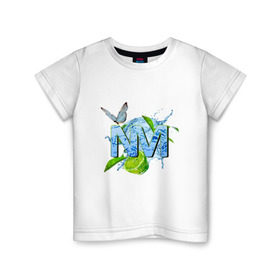 Детская футболка хлопок с принтом NM в Белгороде, 100% хлопок | круглый вырез горловины, полуприлегающий силуэт, длина до линии бедер | бабочка