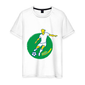 Мужская футболка хлопок с принтом Футболист 4 в Белгороде, 100% хлопок | прямой крой, круглый вырез горловины, длина до линии бедер, слегка спущенное плечо. | football | футбол