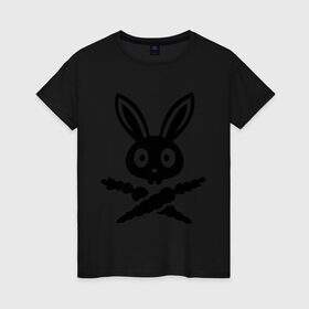 Женская футболка хлопок с принтом Кролики-пираты в Белгороде, 100% хлопок | прямой крой, круглый вырез горловины, длина до линии бедер, слегка спущенное плечо | пират