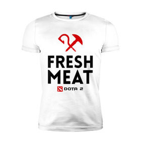 Мужская футболка премиум с принтом Fresh meat в Белгороде, 92% хлопок, 8% лайкра | приталенный силуэт, круглый вырез ворота, длина до линии бедра, короткий рукав | Тематика изображения на принте: dota | fresh | meat | pudge | дота | мясо | пудж | свежее