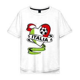 Мужская футболка хлопок Oversize с принтом Сборная Италии по футболу в Белгороде, 100% хлопок | свободный крой, круглый ворот, “спинка” длиннее передней части | football | italia | team | италия | сборная | флаг италии | футбол | футбольный мяч