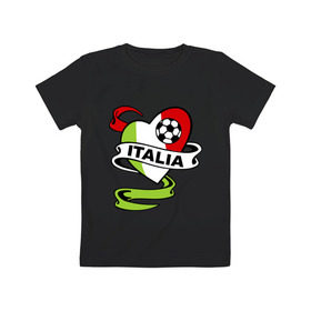 Детская футболка хлопок с принтом Сборная Италии по футболу в Белгороде, 100% хлопок | круглый вырез горловины, полуприлегающий силуэт, длина до линии бедер | Тематика изображения на принте: football | italia | team | италия | сборная | флаг италии | футбол | футбольный мяч