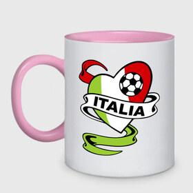 Кружка двухцветная с принтом Сборная Италии по футболу в Белгороде, керамика | объем — 330 мл, диаметр — 80 мм. Цветная ручка и кайма сверху, в некоторых цветах — вся внутренняя часть | football | italia | team | италия | сборная | флаг италии | футбол | футбольный мяч