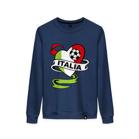 Женский свитшот хлопок с принтом Сборная Италии по футболу в Белгороде, 100% хлопок | прямой крой, круглый вырез, на манжетах и по низу широкая трикотажная резинка  | football | italia | team | италия | сборная | флаг италии | футбол | футбольный мяч