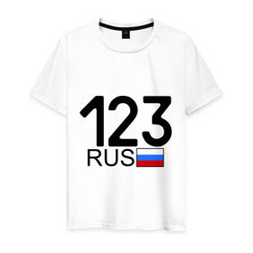 Мужская футболка хлопок с принтом Краснодарский край - 123 в Белгороде, 100% хлопок | прямой крой, круглый вырез горловины, длина до линии бедер, слегка спущенное плечо. | 123 | край | краснодар | регион | россия
