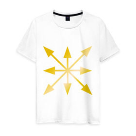 Мужская футболка хлопок с принтом Евразийский союз молодежи (золото) в Белгороде, 100% хлопок | прямой крой, круглый вырез горловины, длина до линии бедер, слегка спущенное плечо. | евразия | молодежь | союз | эмблема