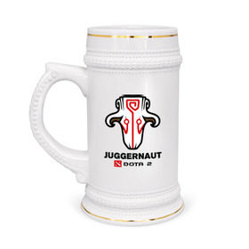 Кружка пивная с принтом Juggernaut Dota2 в Белгороде,  керамика (Материал выдерживает высокую температуру, стоит избегать резкого перепада температур) |  объем 630 мл | dota | juggernaut | джаггернаут | дота