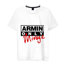 Мужская футболка хлопок с принтом Armin only - mirage в Белгороде, 100% хлопок | прямой крой, круглый вырез горловины, длина до линии бедер, слегка спущенное плечо. | addicted | buuren | mirage | van | аrmin