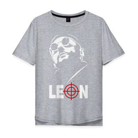Мужская футболка хлопок Oversize с принтом Leon в Белгороде, 100% хлопок | свободный крой, круглый ворот, “спинка” длиннее передней части | jean | leon | professional | reno | жан | леон | профессионал | рено
