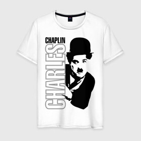 Мужская футболка хлопок с принтом Чарльз Чаплин в Белгороде, 100% хлопок | прямой крой, круглый вырез горловины, длина до линии бедер, слегка спущенное плечо. | кино | котелок | чаплин | чарли