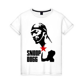 Женская футболка хлопок с принтом Snoop Dogg в Белгороде, 100% хлопок | прямой крой, круглый вырез горловины, длина до линии бедер, слегка спущенное плечо | dogg | snoop | дог | снуп