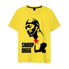 Мужская футболка хлопок с принтом Snoop Dogg в Белгороде, 100% хлопок | прямой крой, круглый вырез горловины, длина до линии бедер, слегка спущенное плечо. | Тематика изображения на принте: dogg | snoop | дог | снуп