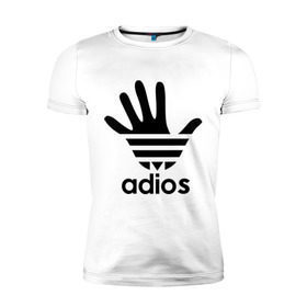 Мужская футболка премиум с принтом Adios в Белгороде, 92% хлопок, 8% лайкра | приталенный силуэт, круглый вырез ворота, длина до линии бедра, короткий рукав | adidas | adios | адидас | адьёс | адьос | рука